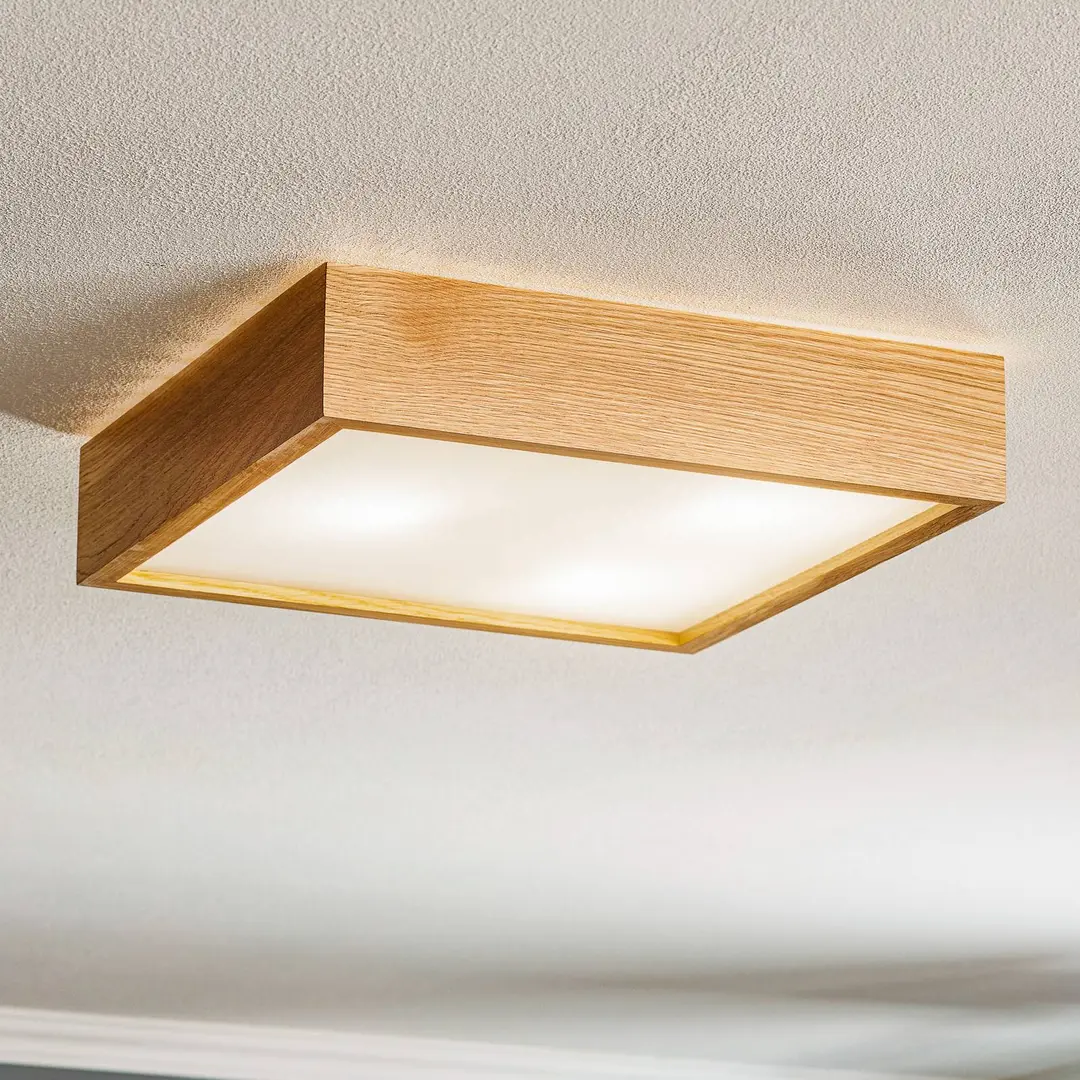 TEMAR LIGHTING Deckenleuchte Quatro DR mit Holzrahmen, 38,5cm