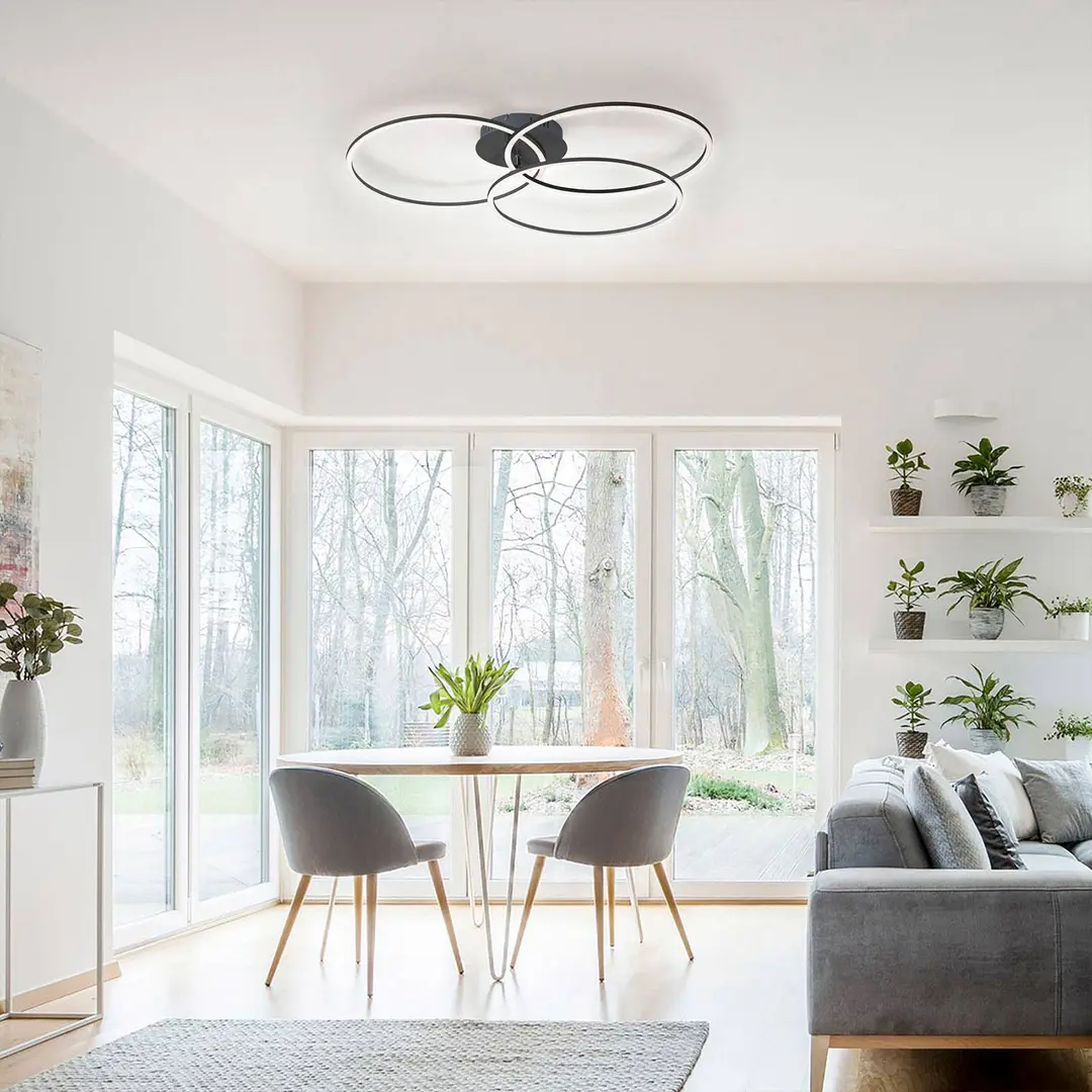 JUST LIGHT. GmbH LED-Deckenleuchte Ivanka, drei Ringe, schwarz