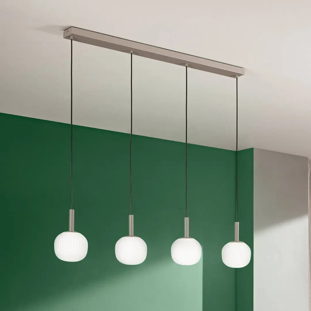 Luce Ambiente Design Hängelampe Eris, Länge 114 cm braun/weiß, Metall/Glas 4-flg.