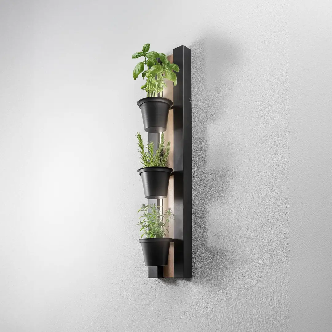 Luminex Wandleuchte Shelf, schwarz/holzfarben Stahl Holz, 90cm hoch