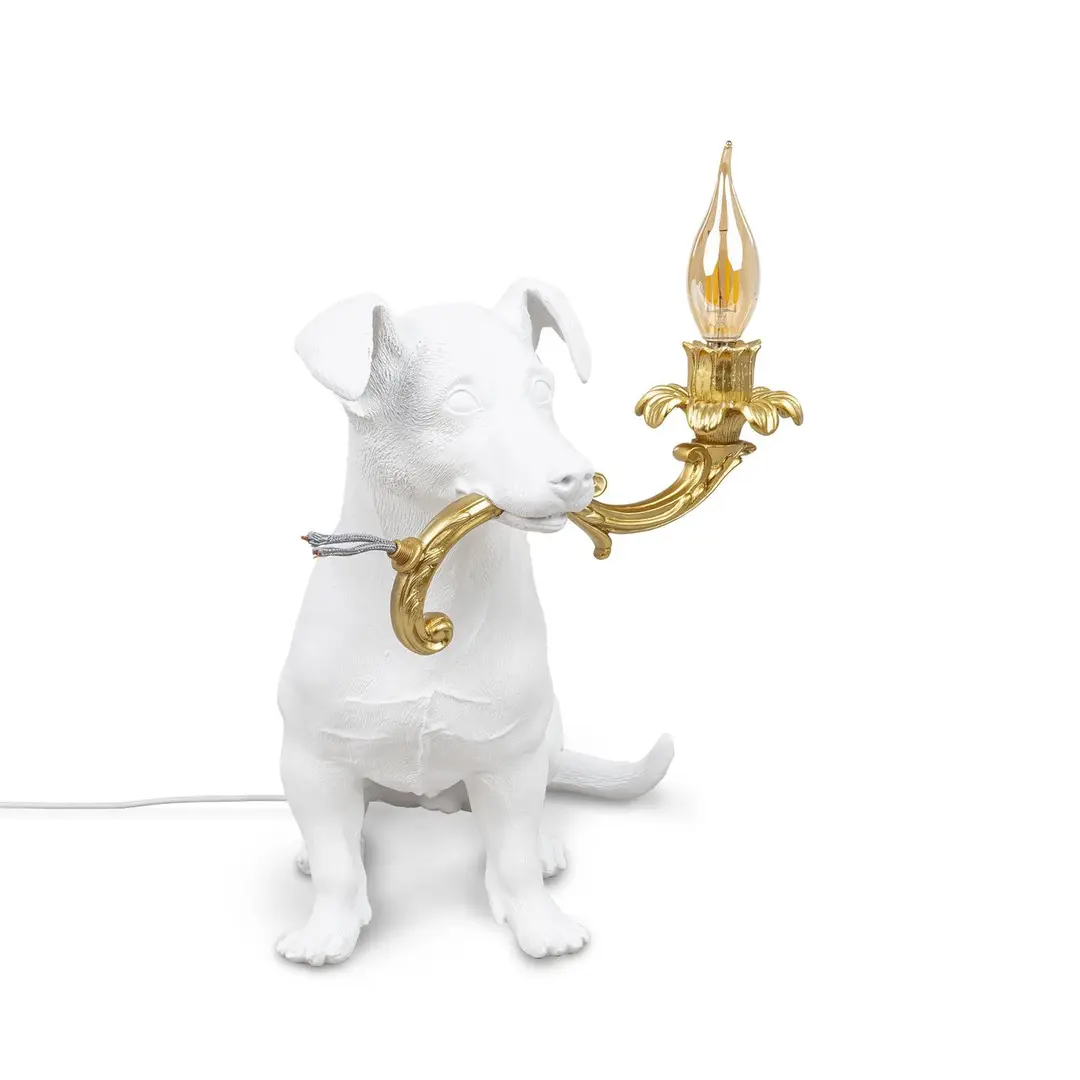 SELETTI Rio LED-Deko-Tischleuchte, Hund in Weiß