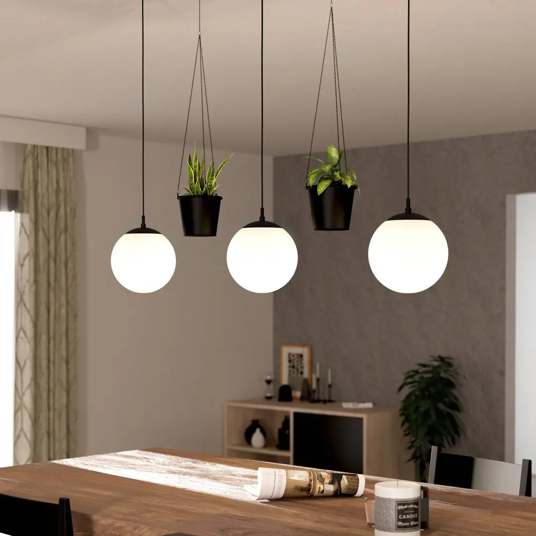 EGLO Pendellampe Rondo 3 Blumentopf dreiflammig schwarz