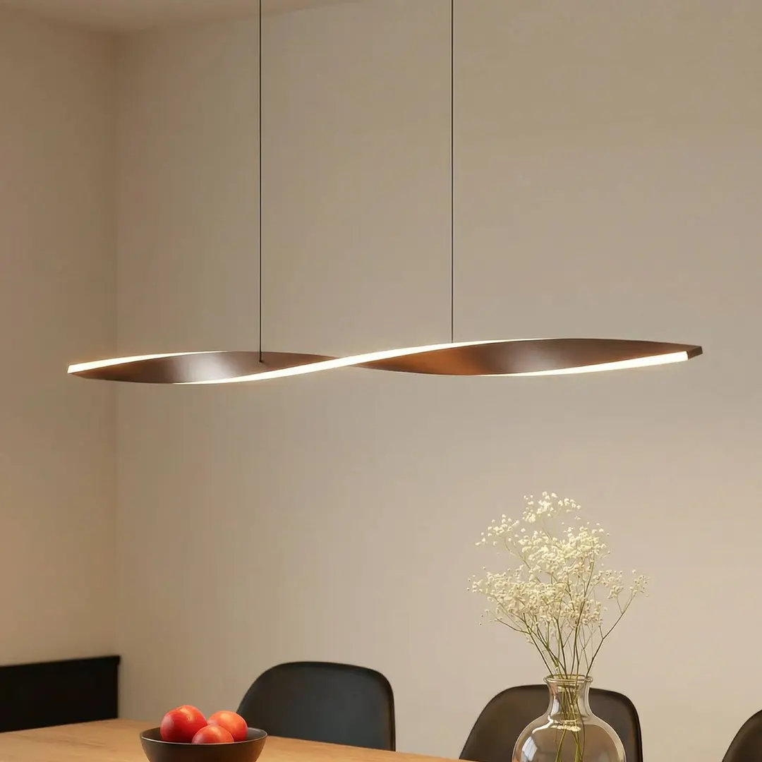 Lindby LED-Hängeleuchte Jaren, schwarz/braun, 100 cm, CCT