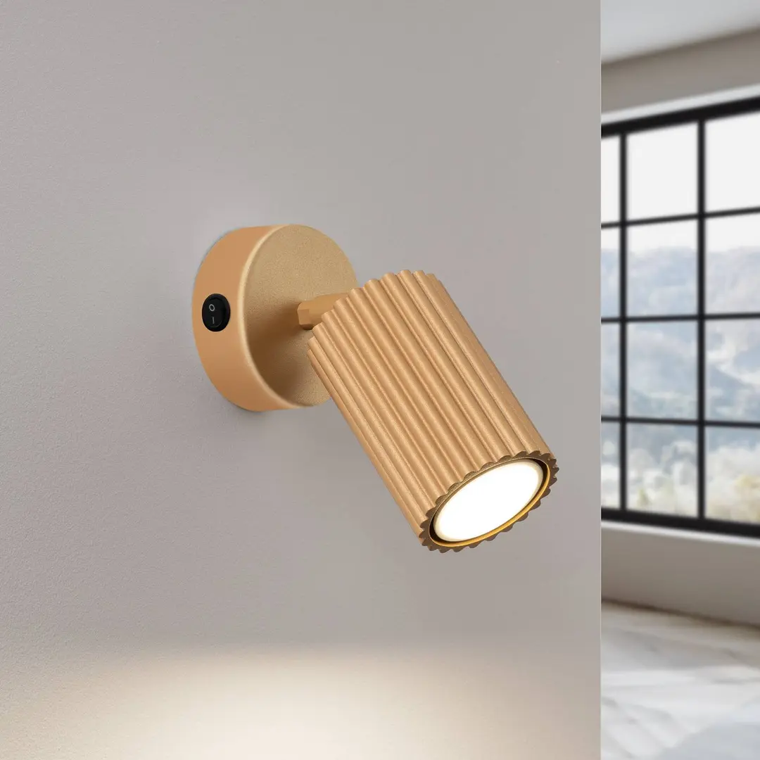 SOLLUX LIGHTING Wandstrahler Karbon, goldfarben, Ausladung 16 cm, Schalter