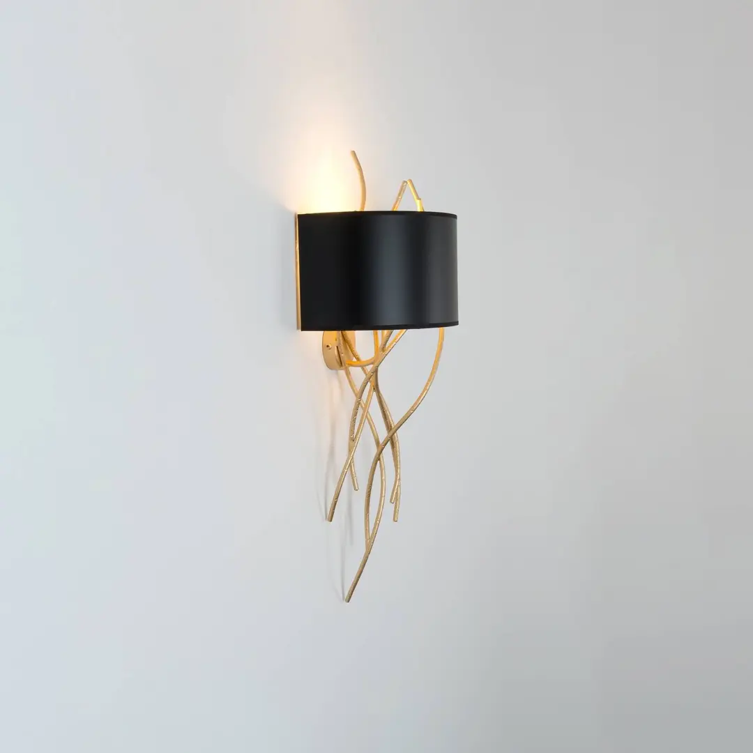 Holländer Wandleuchte Elba Corto einflammig schwarz/gold