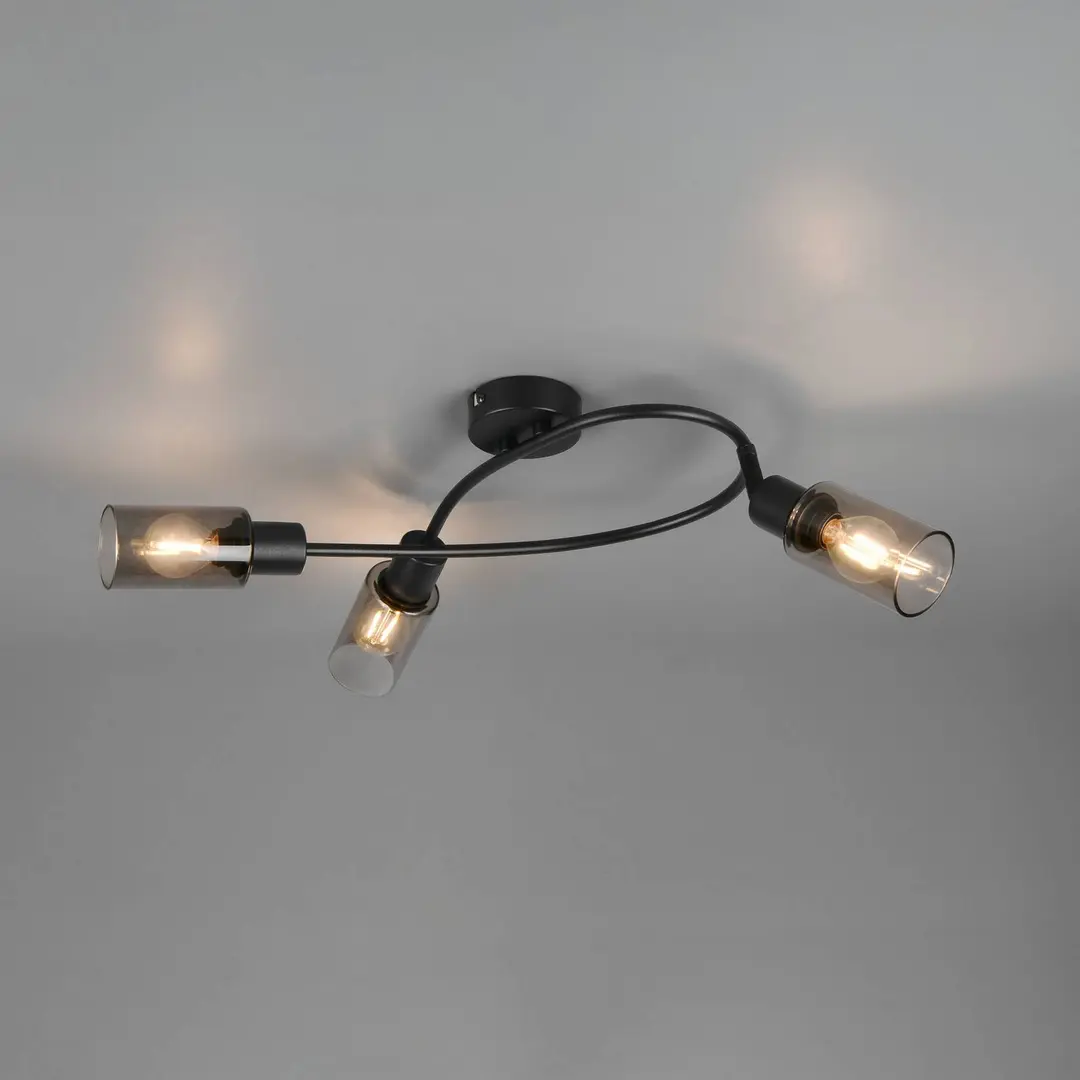 Reality Leuchten Strahler Mars, Länge 45 cm, schwarz matt, 3-flg., Metall E14