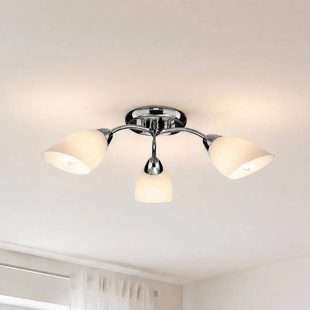 Milagro Lighting Deckenleuchte Portos, 3-flammig, weiß/chrom, Metall, Ø 54 cm