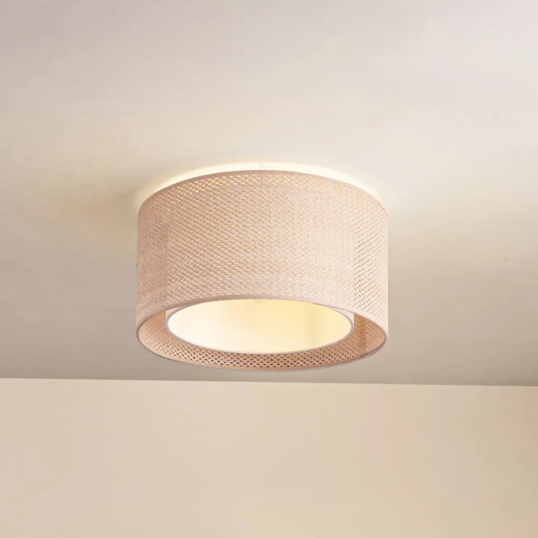 Lindby Deckenleuchte Soula, Ø 40 cm, beige, Kunststoff, E27