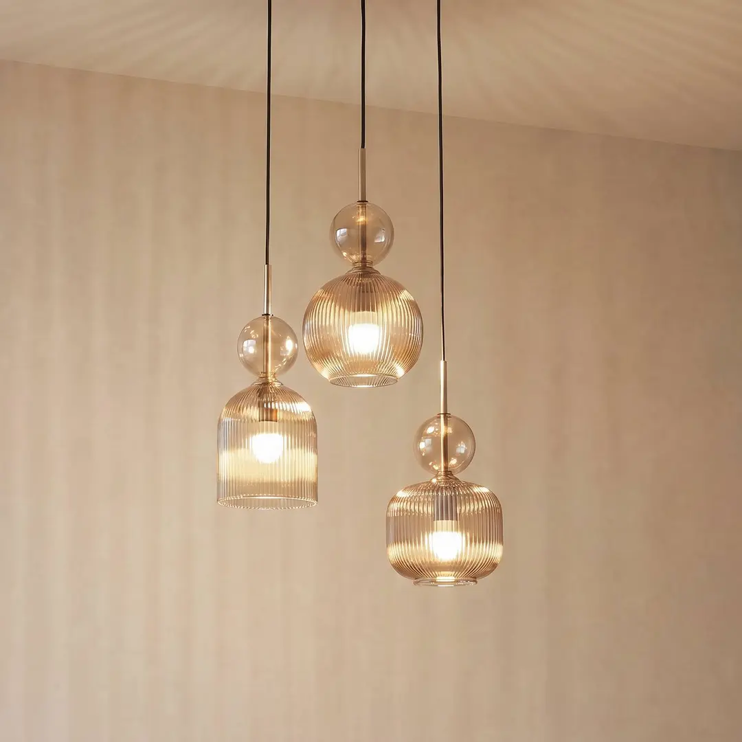 TK Lighting Hängelampe Sophia, 3-flammig, Ø 41 cm, cognac/schwarz, E14