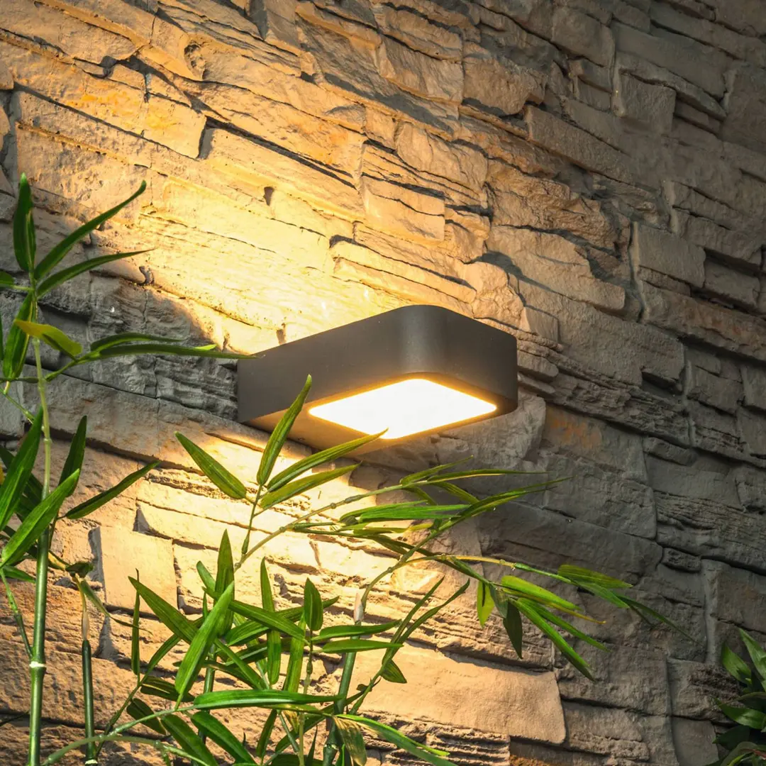 Heitronic LED-Außenwandleuchte Juna, anthrazit, Aluminium, IP54, 830