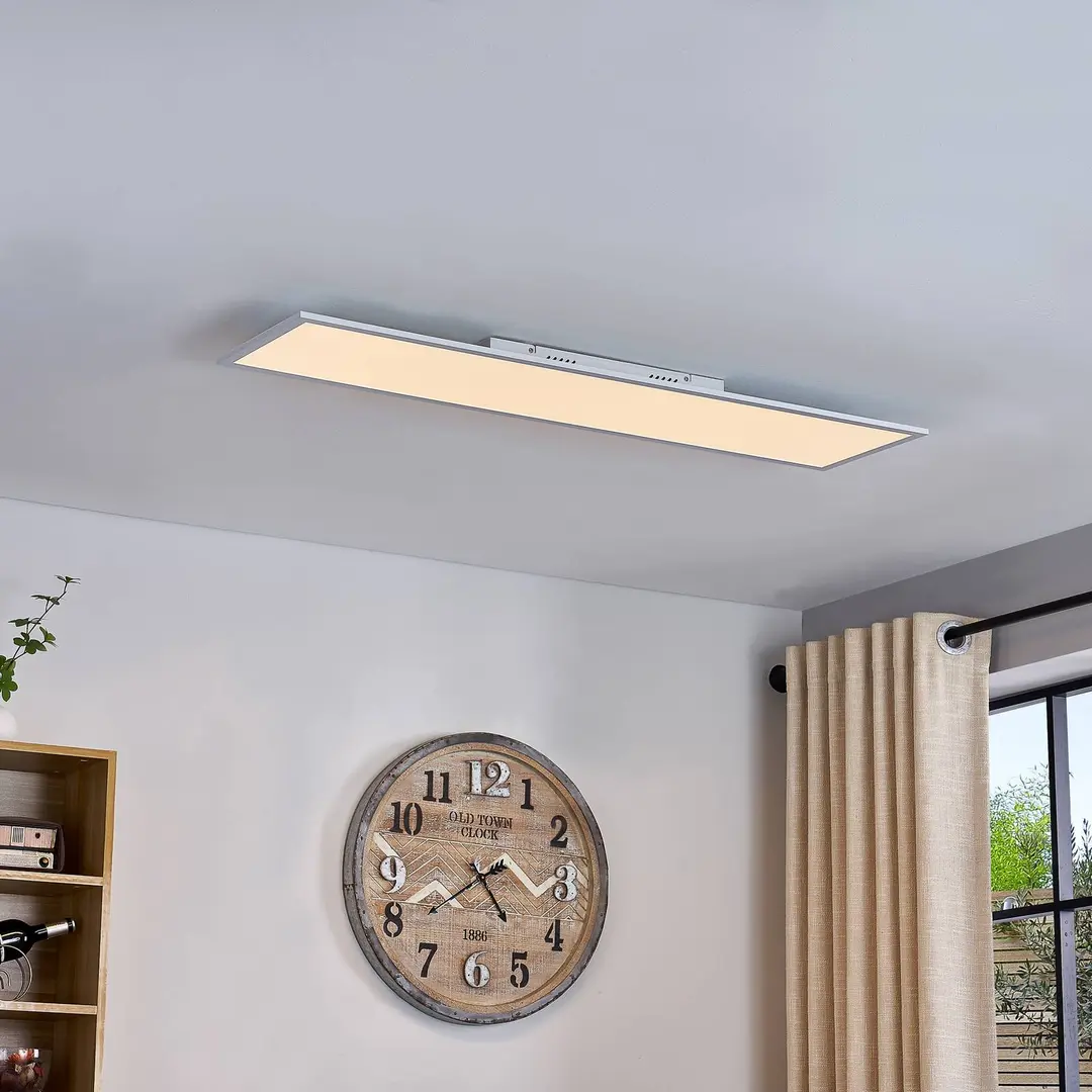 Lindby LED-Panel Lamin, weiß, 120 cm, CCT, dimmbar, Remote