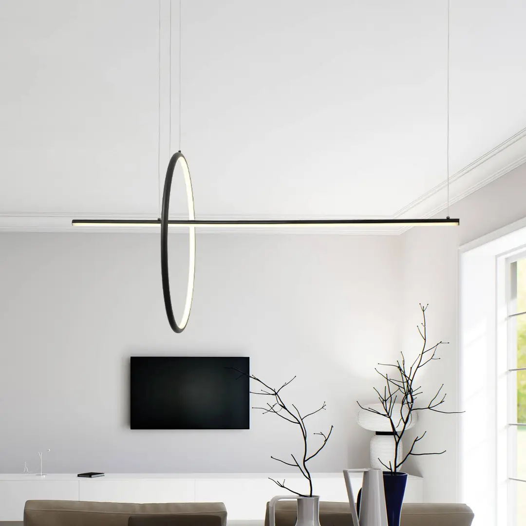 Zambelis LED-Hängelampe 20128, schwarz matt, Länge 122 cm, Metall dim