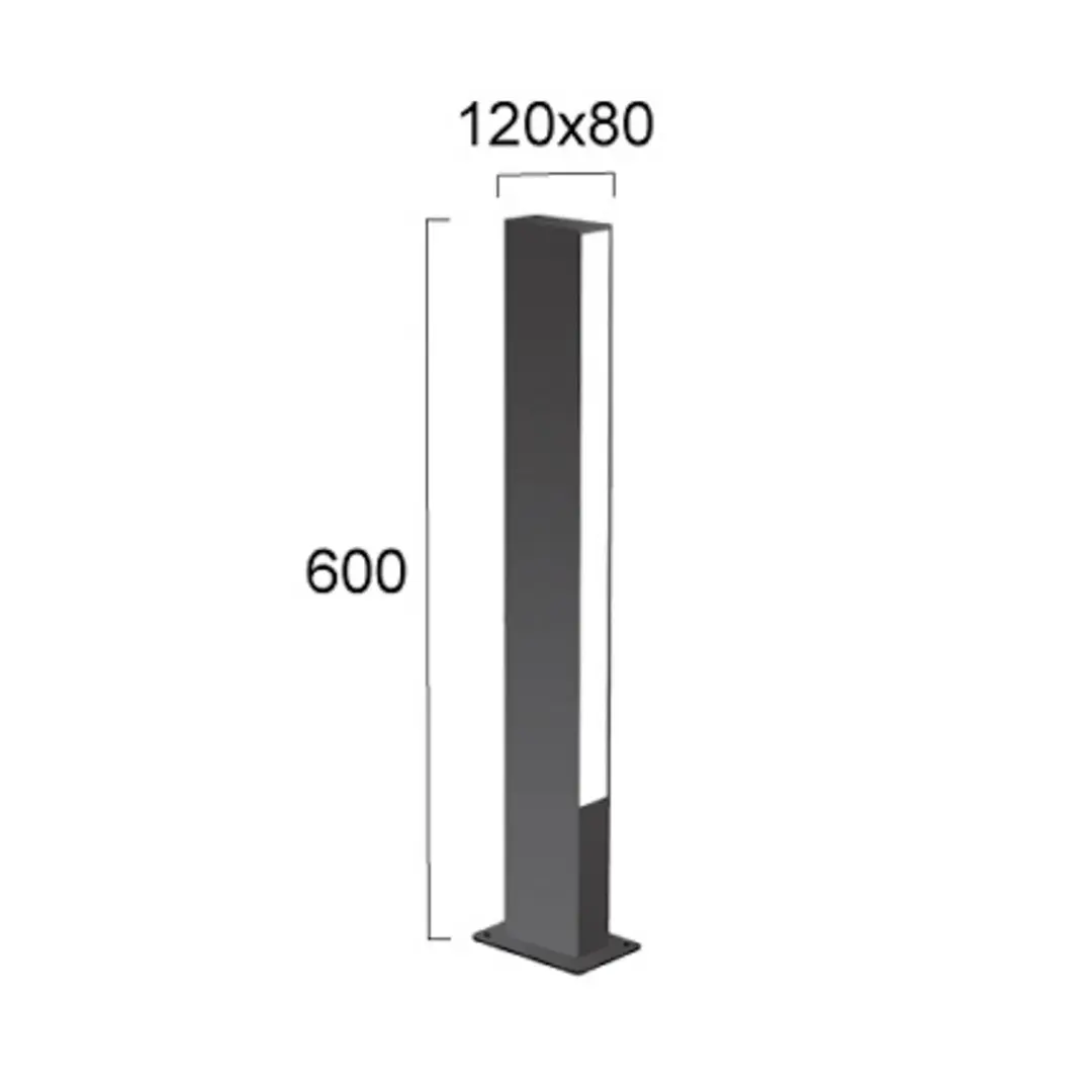 Viokef LED-Sockelleuchte Lir, Höhe 60 cm, dunkelgrau Metall, 2-flg.