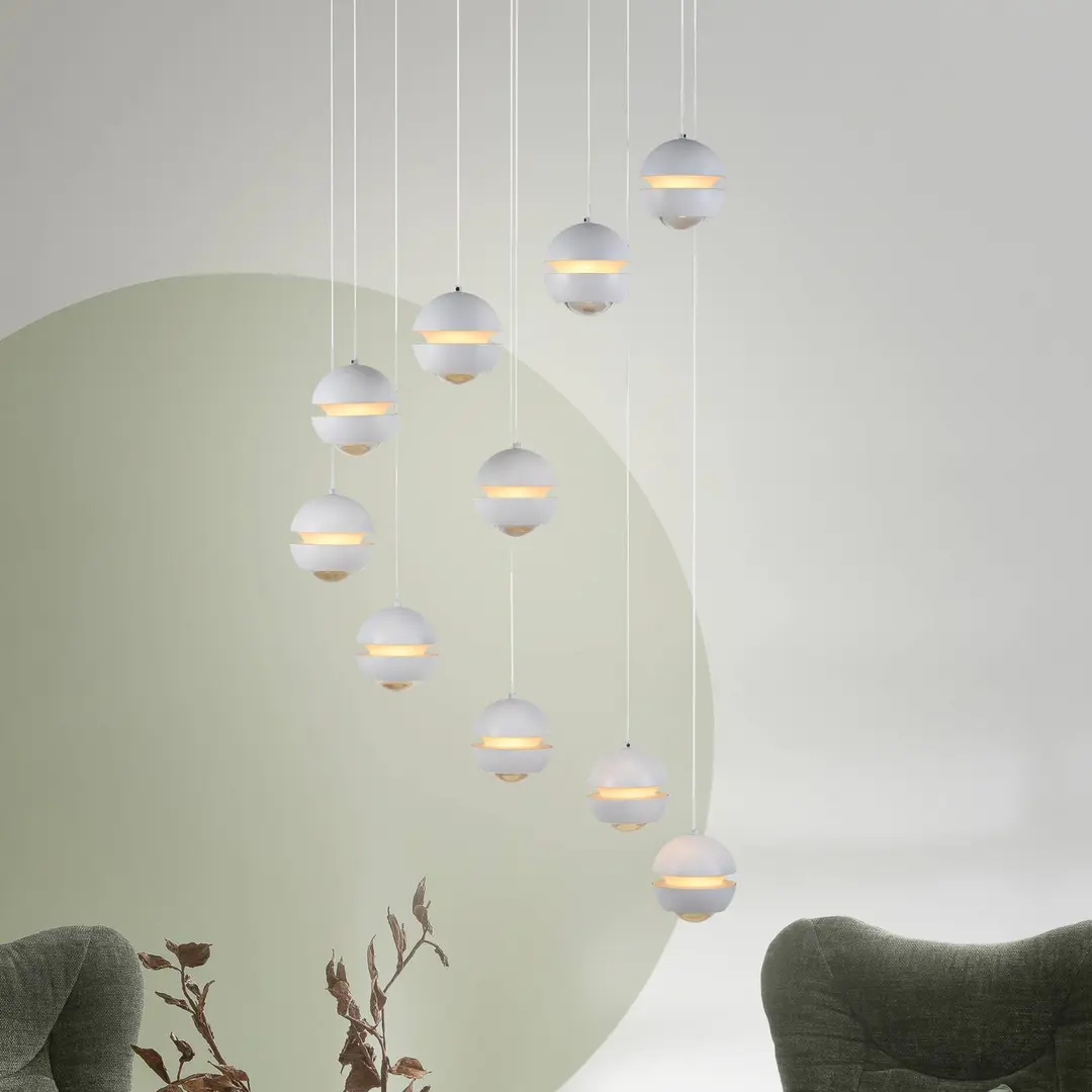 SCHÖNER WOHNEN-Kollektion SCHÖNER WOHNEN LED-Hängelampe Lini weiß 10-fl. rund, 3.000 K