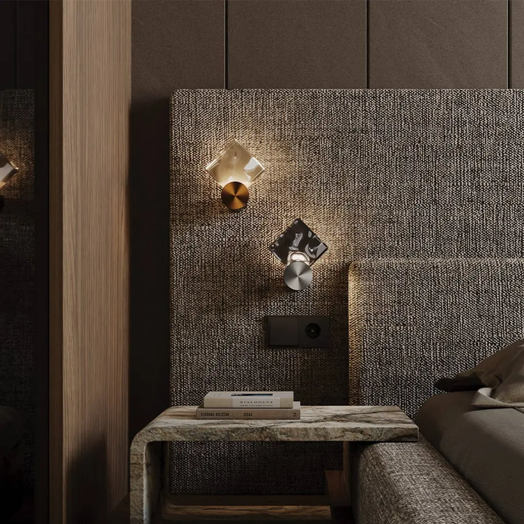 Maytoni LED-Wandleuchte Quadro, grau, Glas, 3000K, Höhe 18 cm