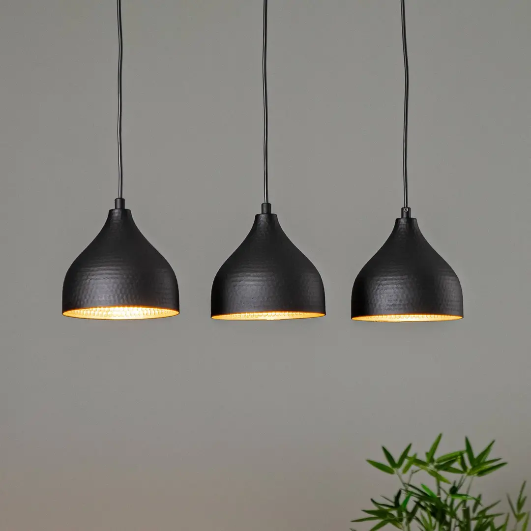 Opviq Hängeleuchte Tattoo 6211 3flg. linear schwarz/gold