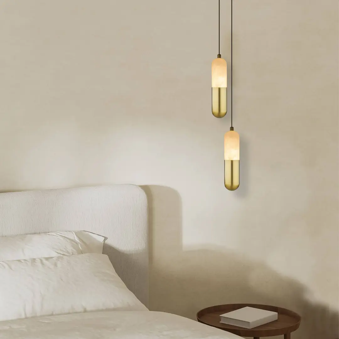 Zambelis LED-Hängelampe 2545 messing/weiß Ø 5 cm Metall/Alabaster dim