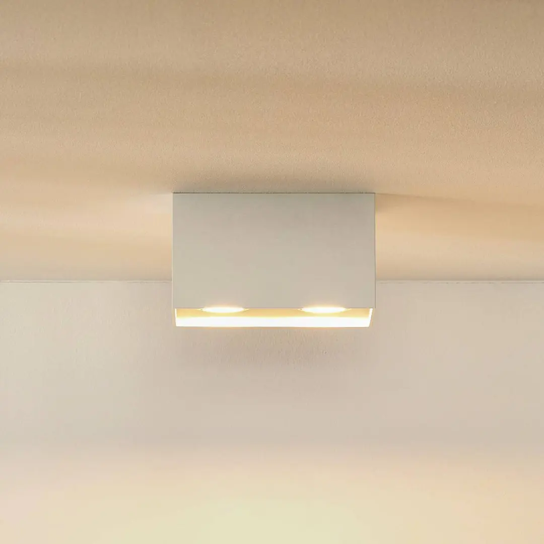 Lucide Deckenspot Bodi, eckig, weiß, GU10, 2-flammig, Aluminium