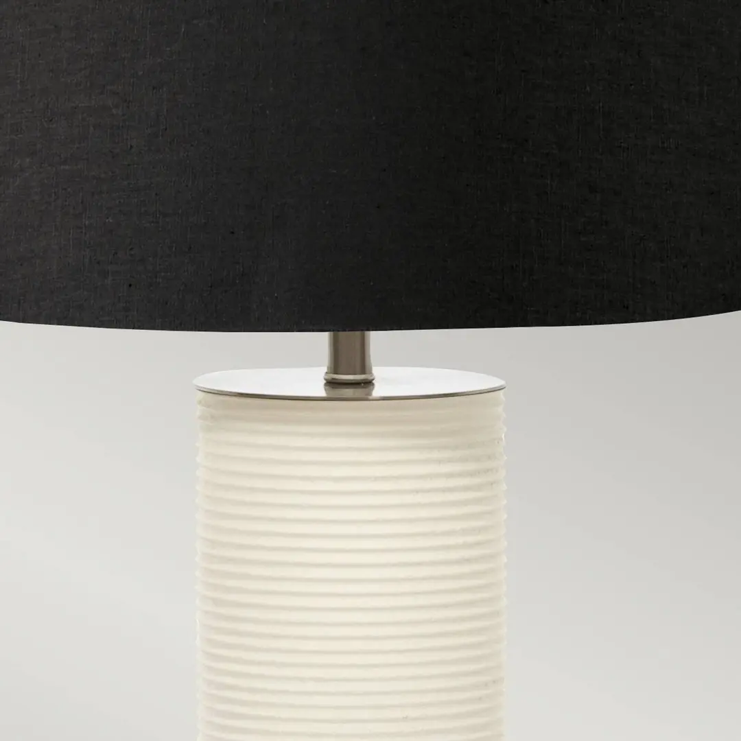 ELSTEAD Textil-Tischlampe Ripple Fuß weiß/Schirm schwarz
