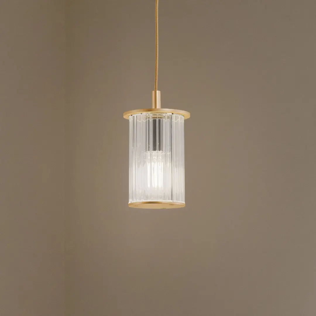 Argon Außenhängeleuchte Nora, gold/transparent, IP44, Glas
