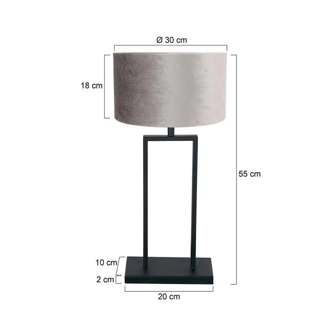 Steinhauer Tischleuchte Stang 3858ZW, schwarz/Velours silber, H. 55 cm