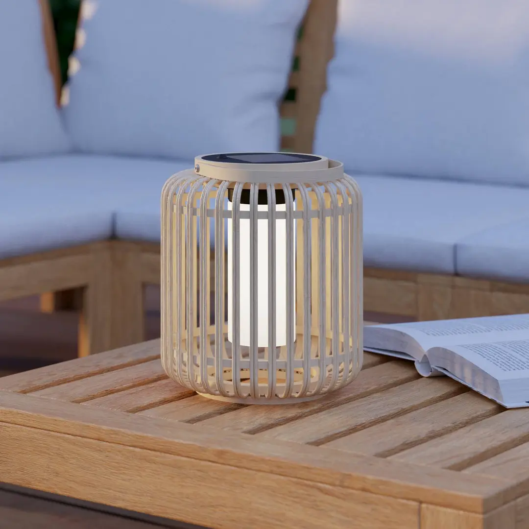 EGLO LED-Solar-Laterne Marliano, Höhe 24 cm, holz hell, Holz