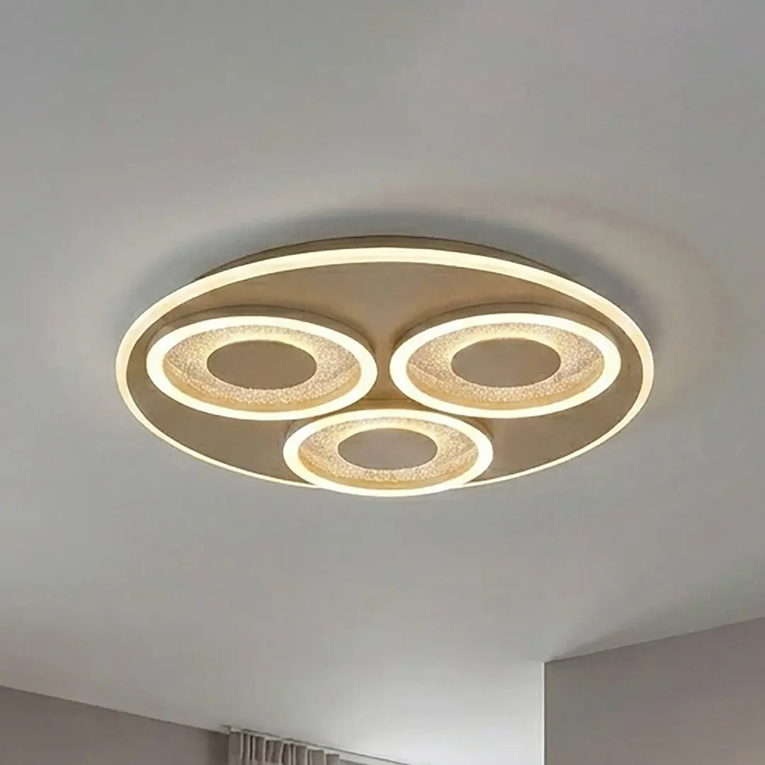 Searchlight LED-Deckenleuchte Wreath Flush, sand, CCT, Eisen, dimmbar
