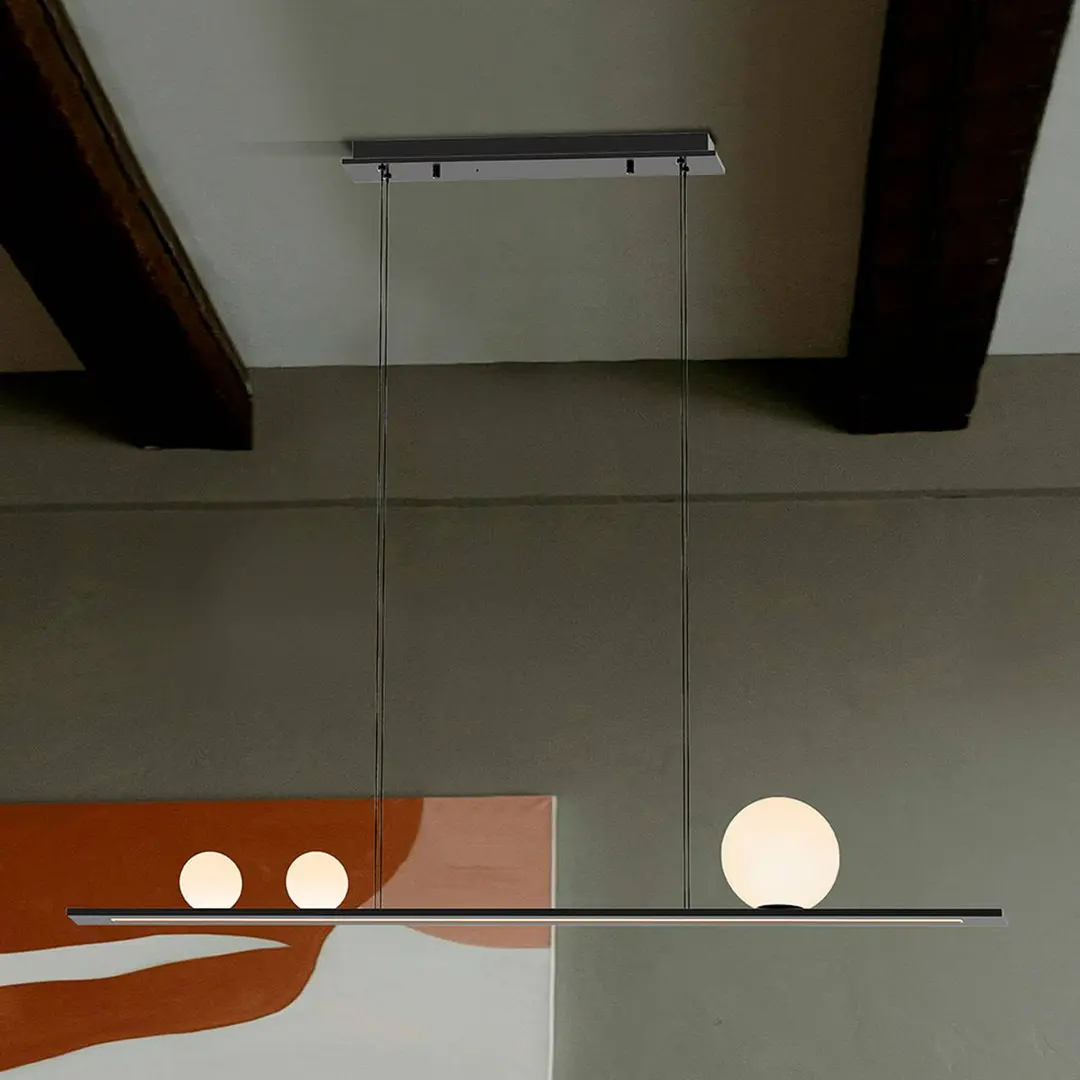Schuller Valencia LED-Pendellampe Mila, schwarz, Länge 120 cm, Metall