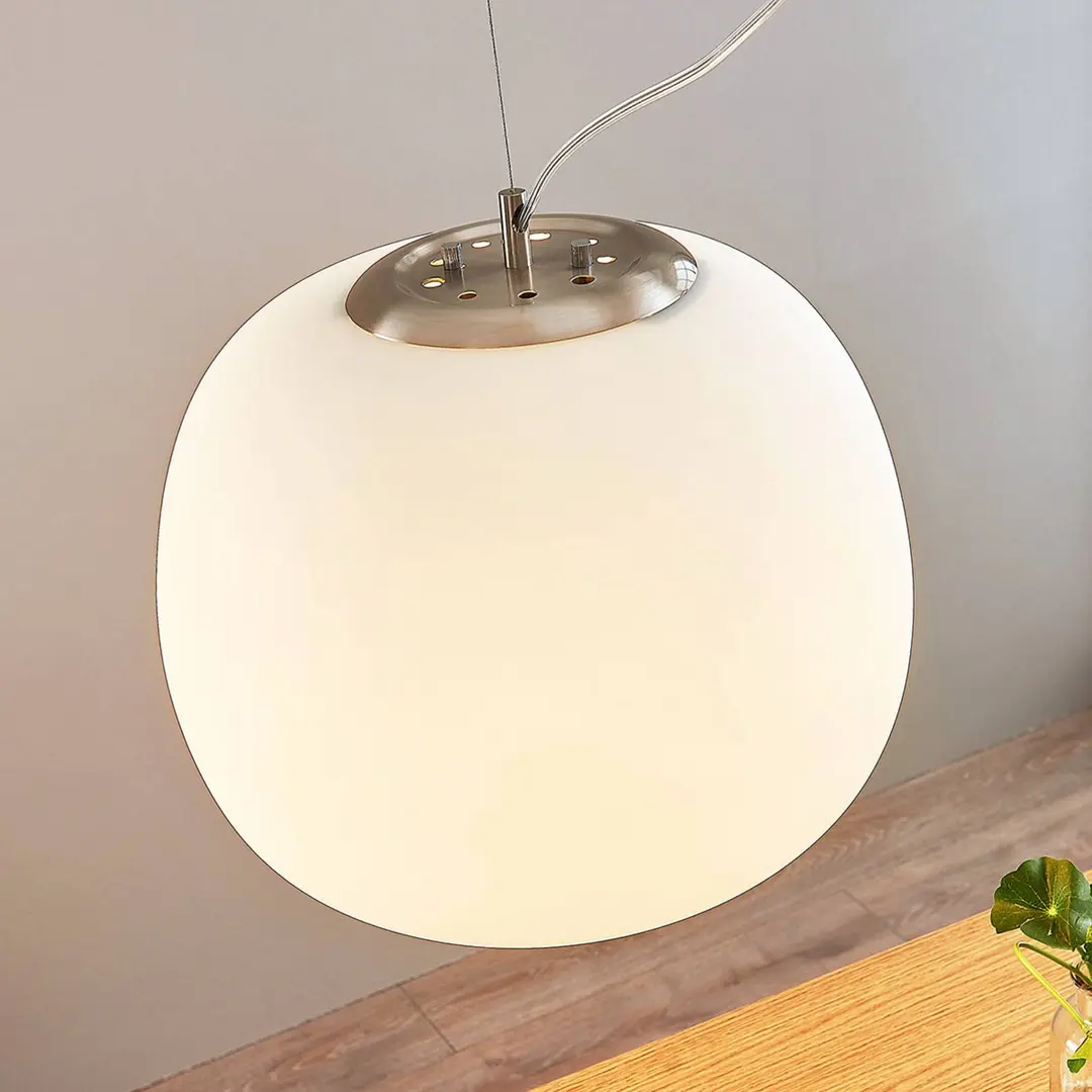 Lindby Pendelleuchte Ginevra, Ø 38 cm, weiß, Glas, E27