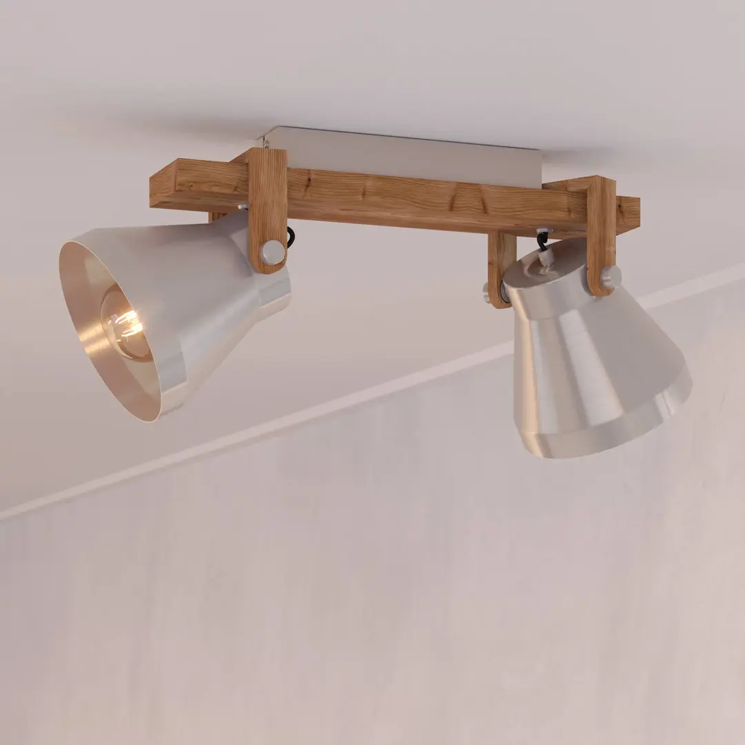 EGLO Deckenstrahler Cawton, Länge 58,5 cm, stahl/braun, 2-flg.