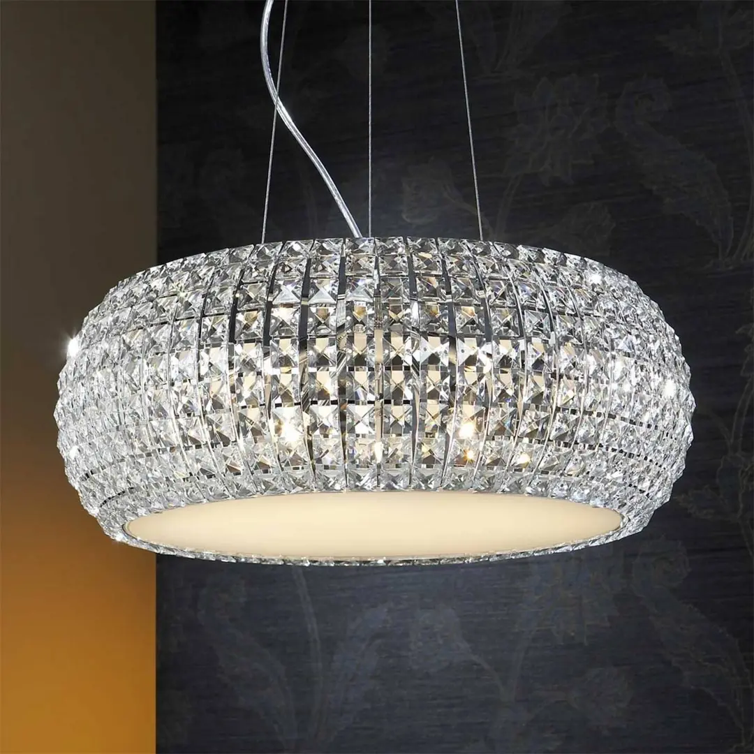 Schuller Valencia Hängeleuchte Diamond mit Kristallen, rund 54cm