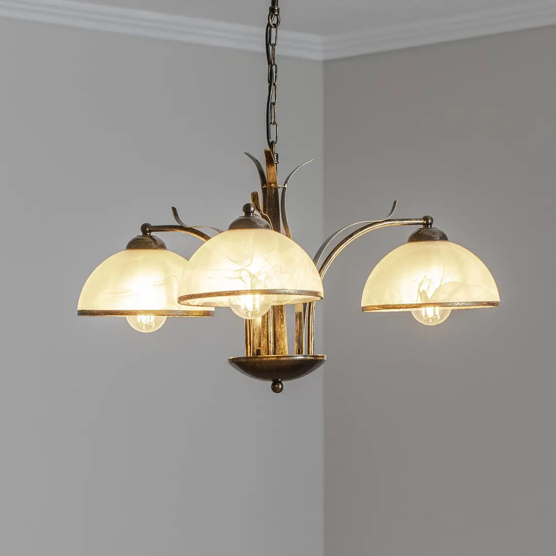Luminex Kronleuchter Korfu, 3-flg., goldfarben antik, Ø 68 cm