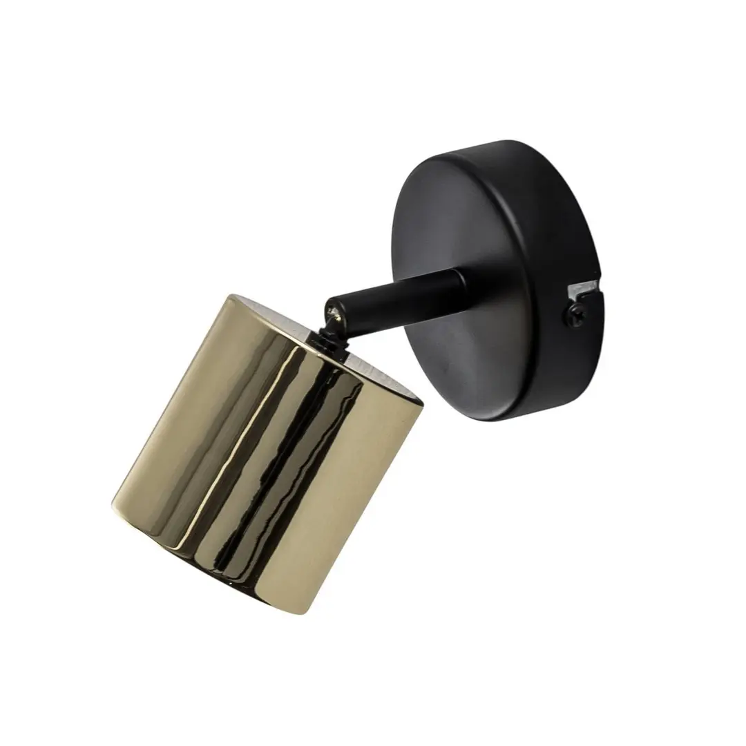 Luminex Wandstrahler Demia, schwarz/messingfarben, 10 cm breit, GU10