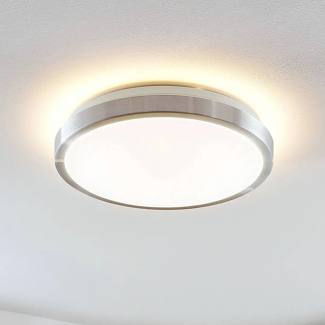 Lindby LED-Deckenlampe Emelie, Ø 35 cm, alufarben, Metall