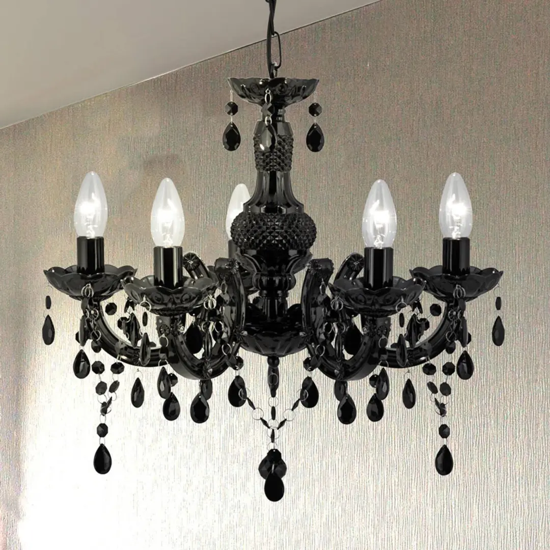 Searchlight Kronleuchter Marie Therese, schwarz, 5-flammig