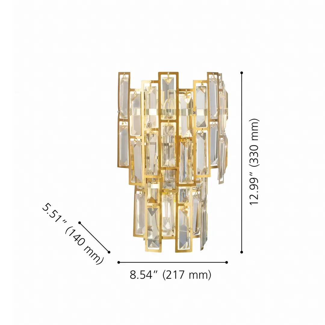 Stars of Light Wandleuchte Calmeilles, messing, 33 cm Glas