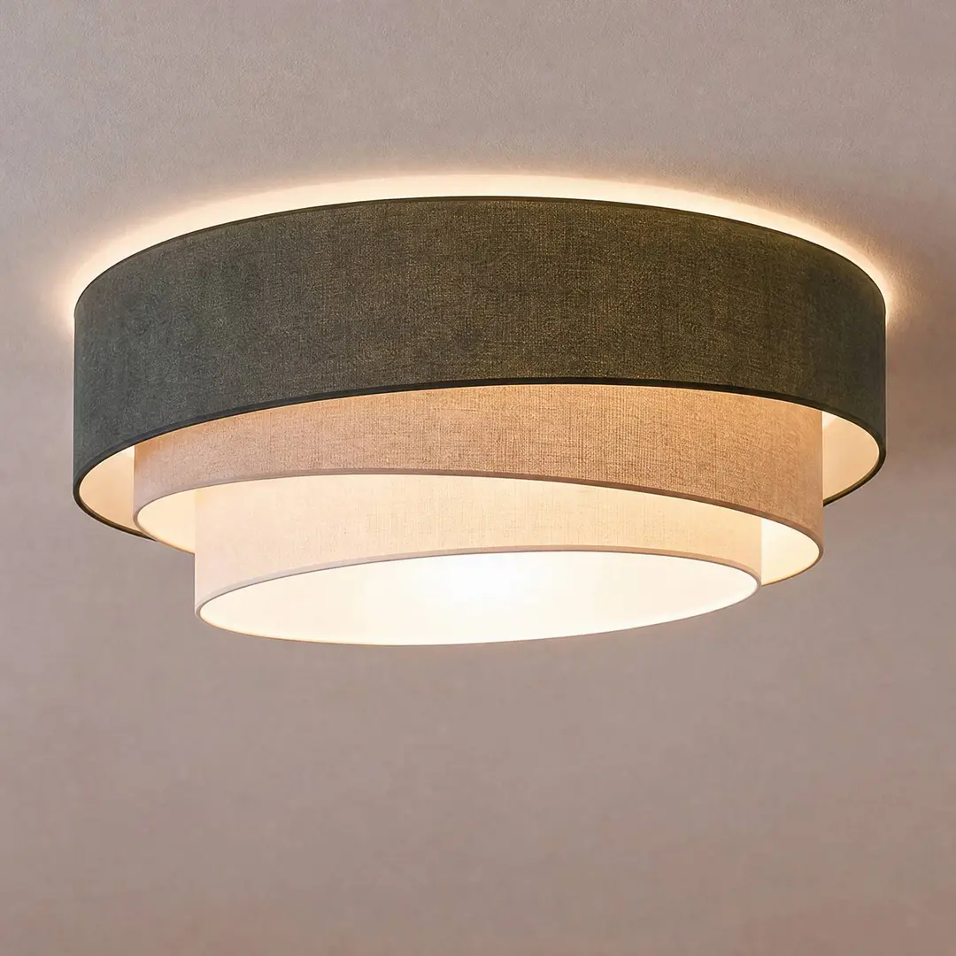 Duolla Deckenlampe Trio, grün/beige, Ø 60 cm, Textil, E27