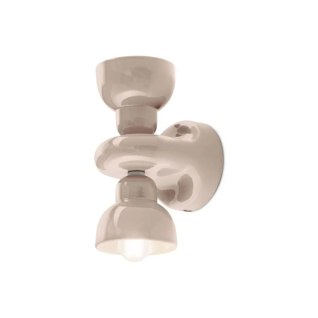 Ferroluce Wandleuchte Berimbau, sandgrau, 2-flammig