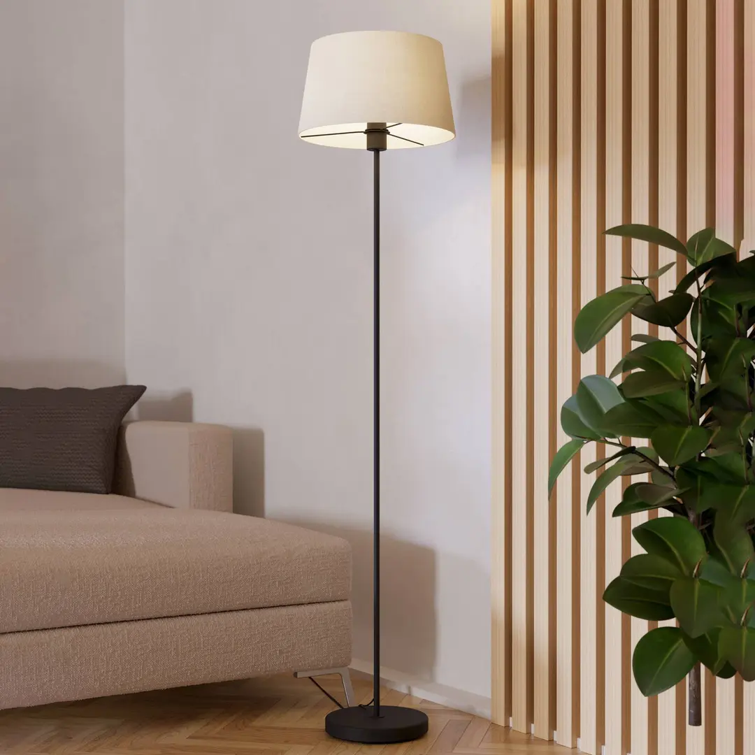 EGLO Stehleuchte Febres, Höhe 153 cm, schwarz/weiß, Stahl/Stoff