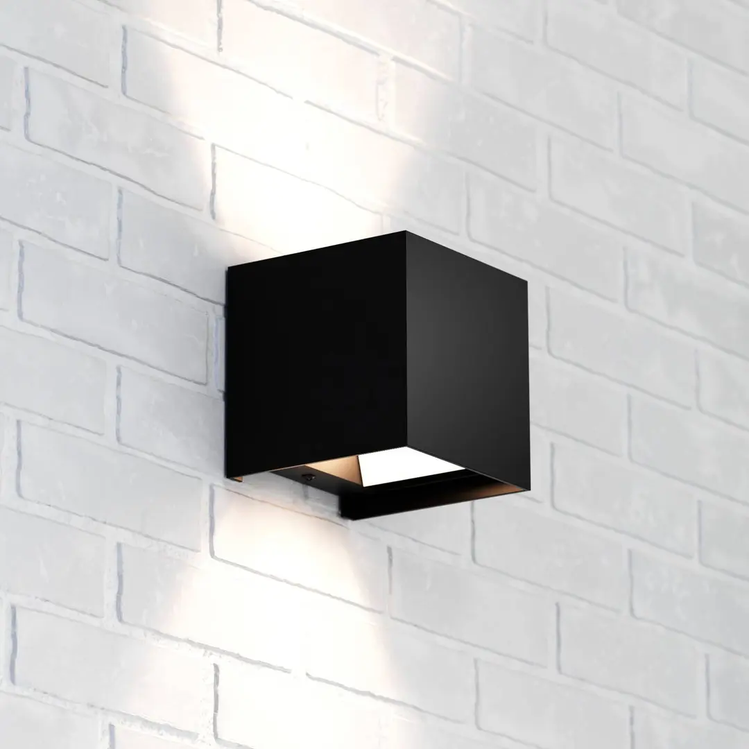 MCJ Wandleuchte Zuza 2, schwarz, Metall, vier Flügel, 10 cm, G9