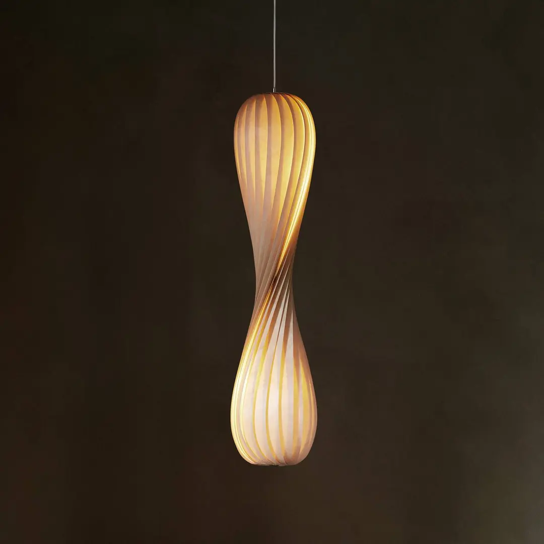 Tom Rossau Hängelampe TR7, Birkenholz, 112 cm hoch, E27