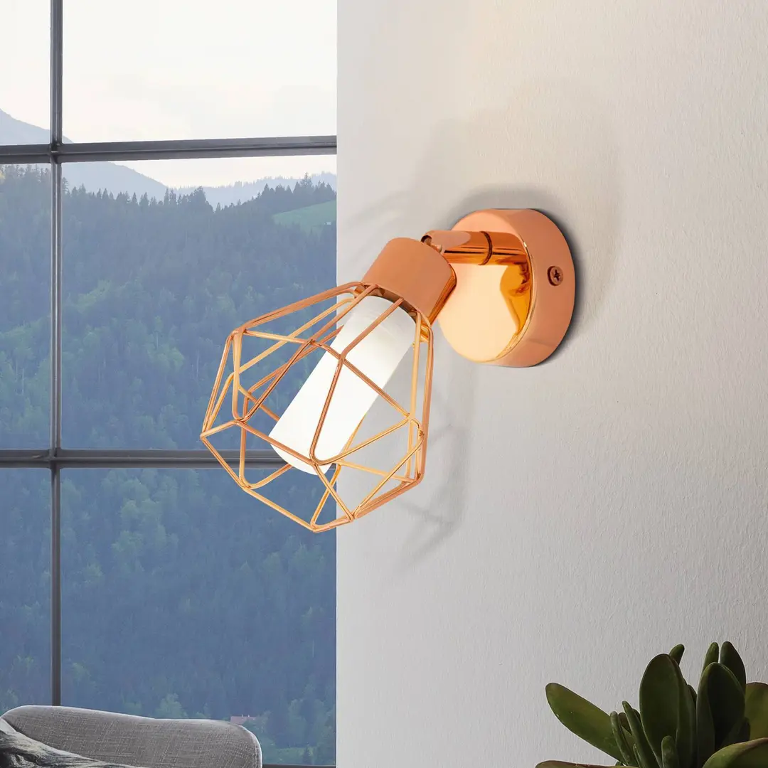 EGLO Kupferfarbene LED-Wandleuchte Zapata im Käfiglook