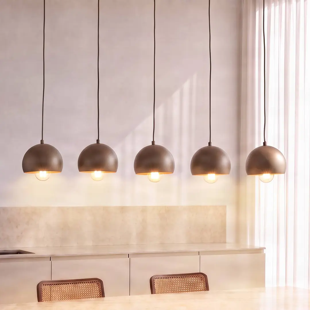 Luminex Hängelampe Sool, beige, Länge 95 cm, 5-flammig, Metall, E27