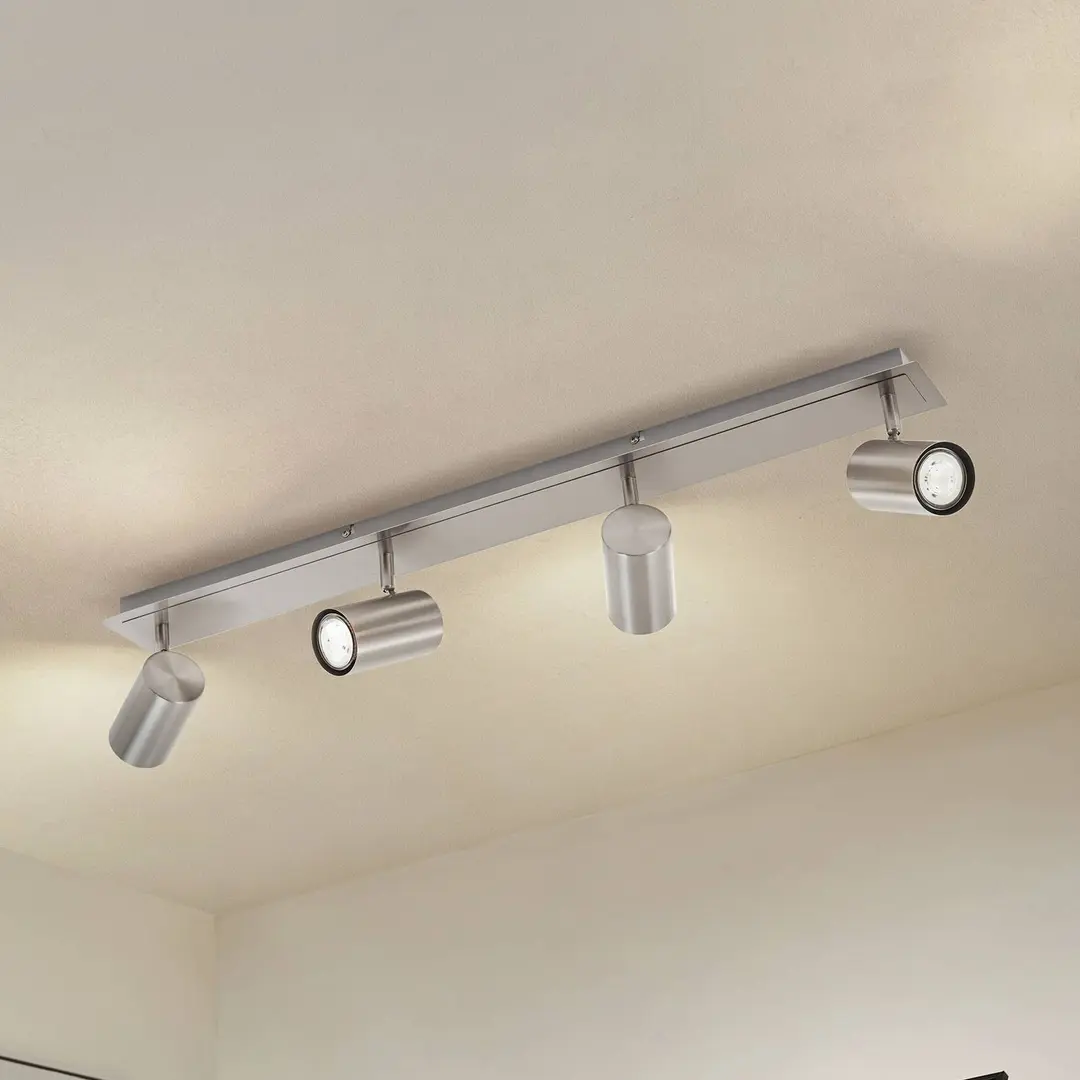 Lindby Deckenstrahler Joffrey, 80 cm, nickel, 4-flg., GU10