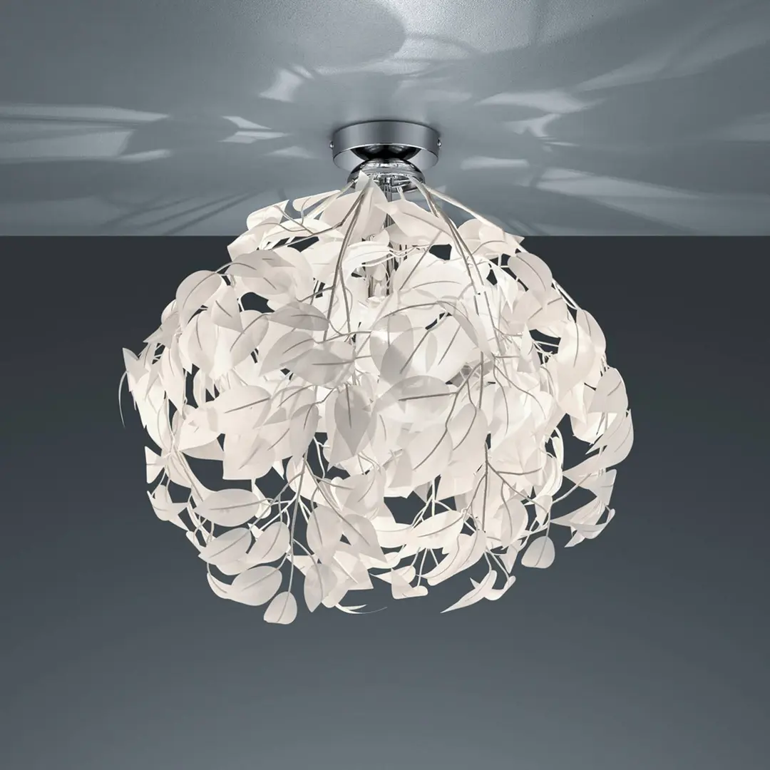 Reality Leuchten Deckenlampe Leavy, Ø 38 cm, chrom/weiß, Kunststoff