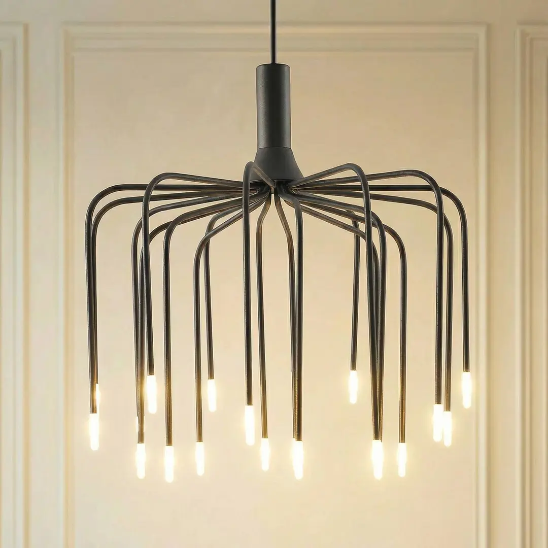 Lucande LED-Hängelampe Ariadne, Ø57cm, schwarz matt, 20-flg.