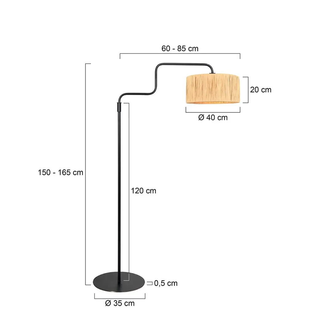 Steinhauer Stehlampe Bloeba, schwarz/braun, Höhe 165 cm, Seegras