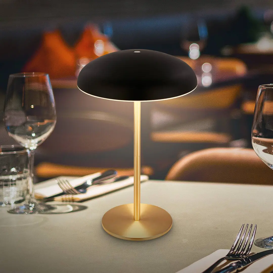 Briloner LED-Akku-Tischlampe Brilo unplugged Caxa 30, schwarz/messing