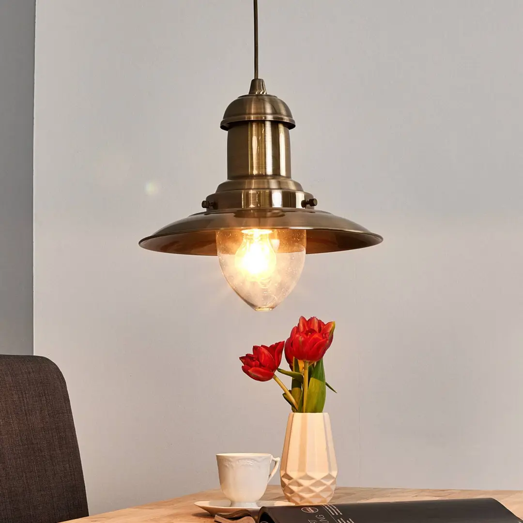 Searchlight Hängeleuchte Fisherman Ø 32cm in Altmessing