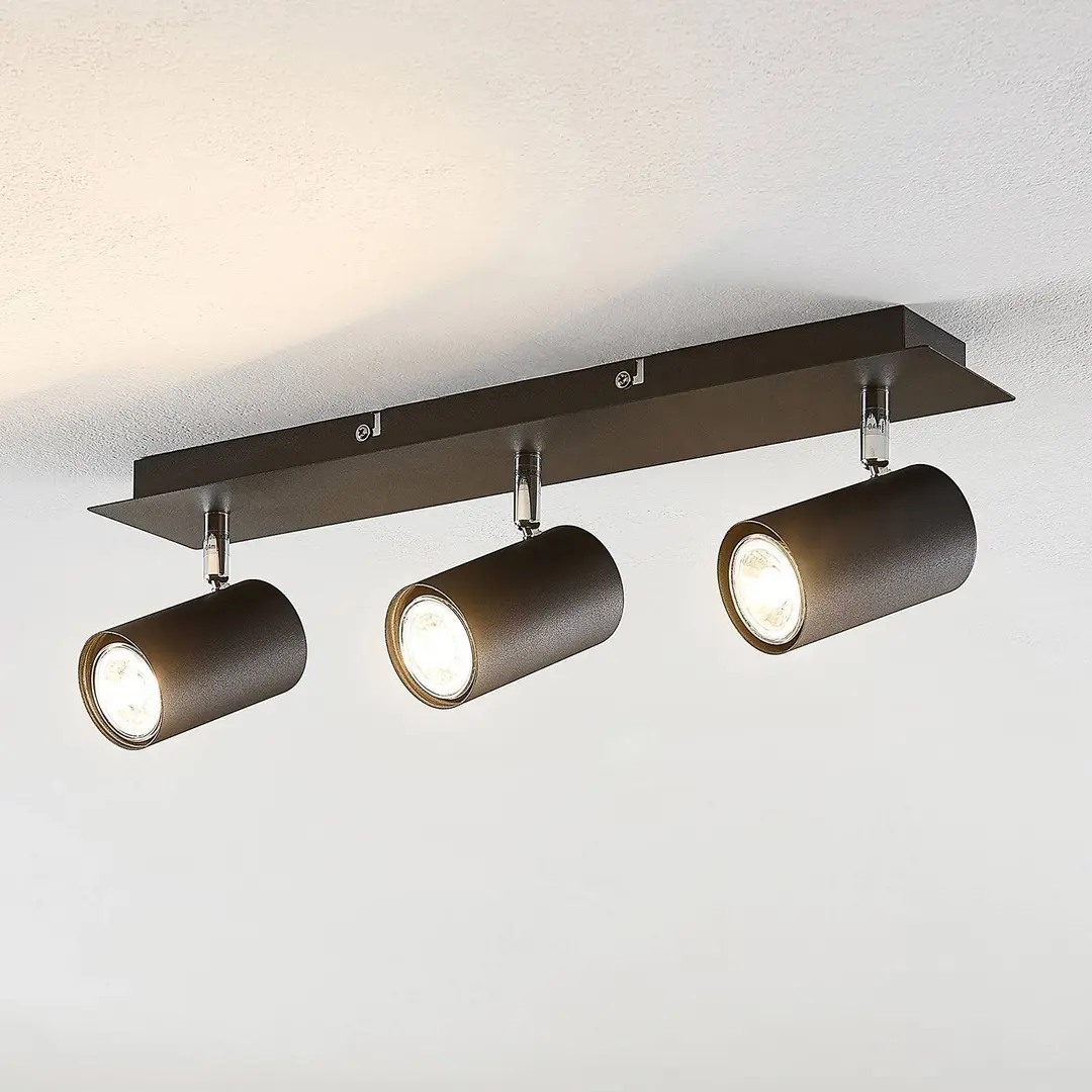 Lindby Deckenstrahler Joffrey, 49cm, schwarz, 3-flg., GU10